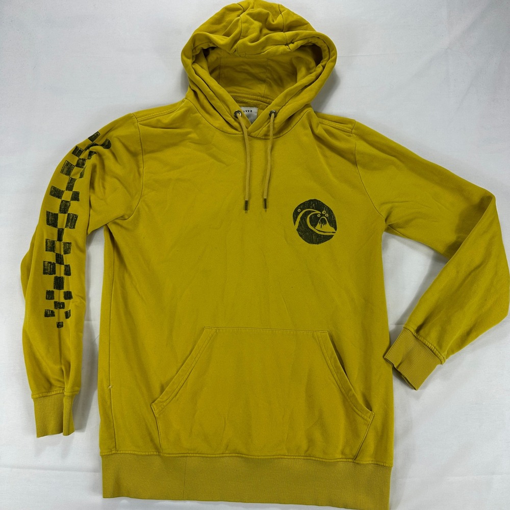 Quiksilver Yellow Graphic Hoodie Feeling Fine Since Wave‎ Logo Men's M